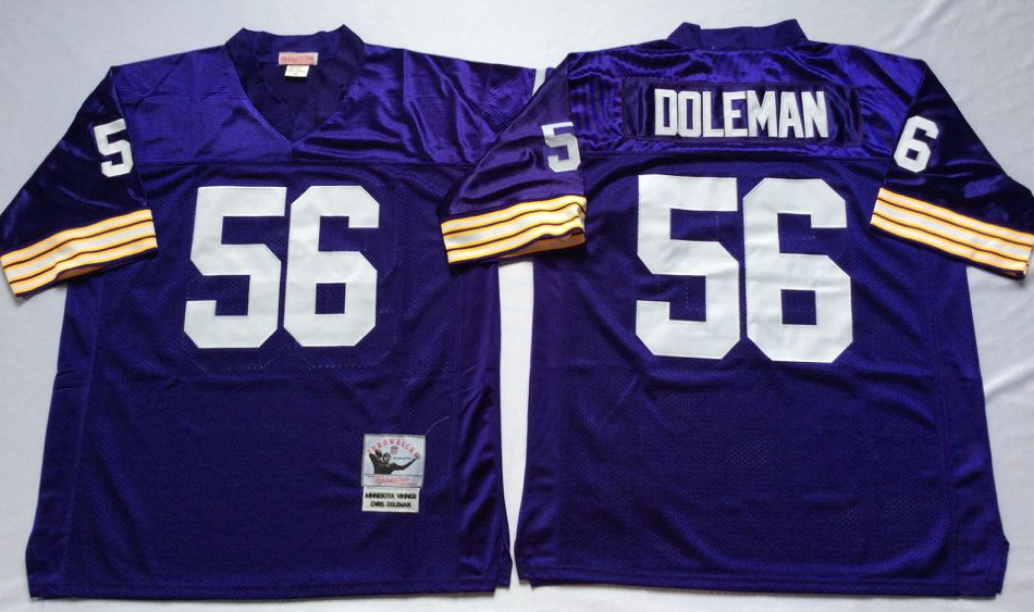 Men NFL Minnesota Vikings 56 Doleman purple Mitchell Ness jerseys